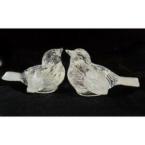 Vintage Clear and Frosted Glass Birds candlestick holders